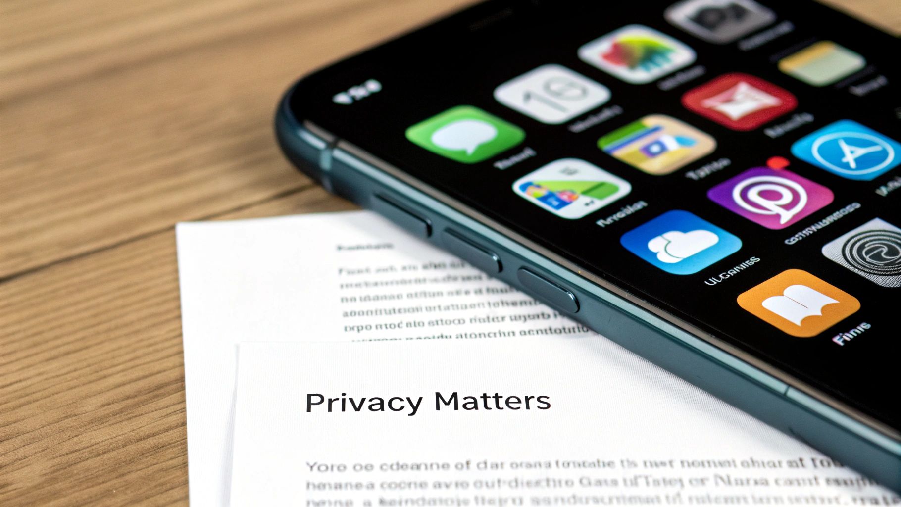 A person reviewing a privacy policy document on a laptop screen.