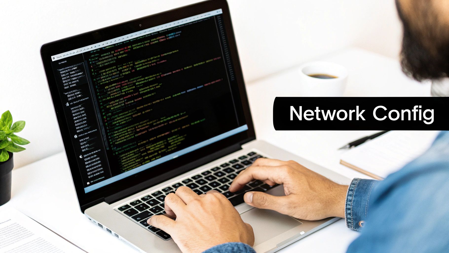 An illustration of a network security configuration file with XML tags.