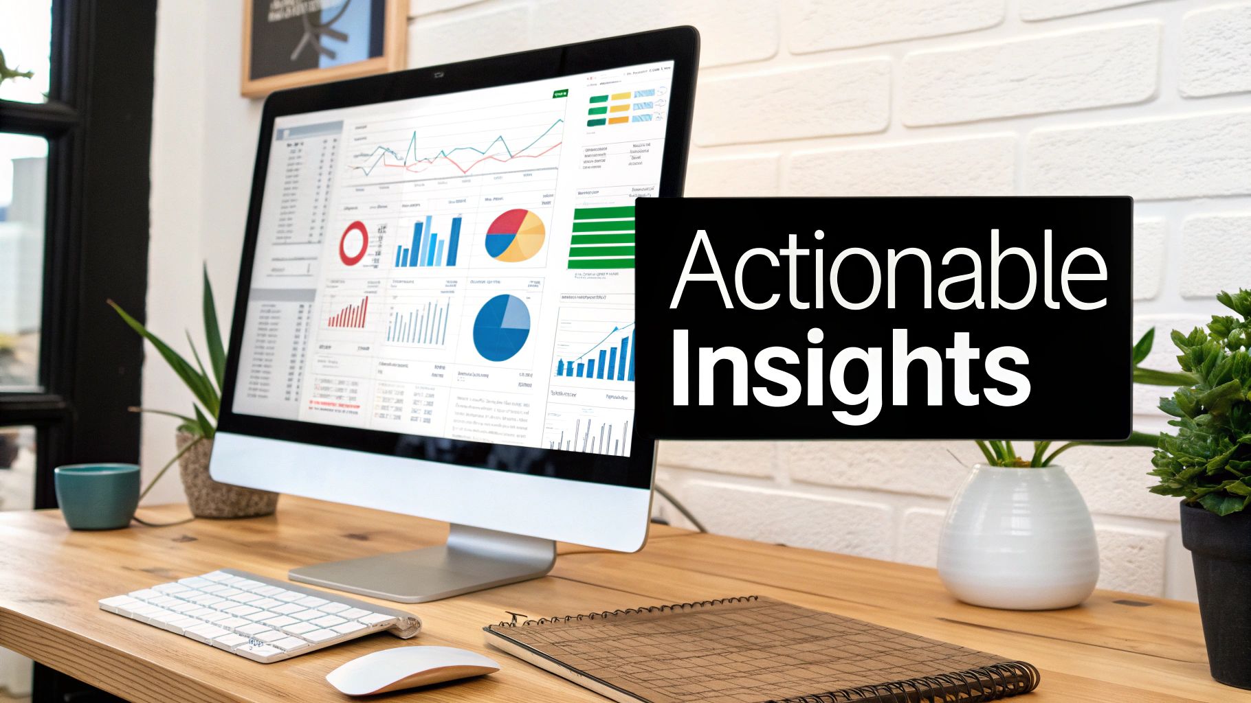 A person analyzing complex data charts on a screen, turning them into clear, actionable steps.