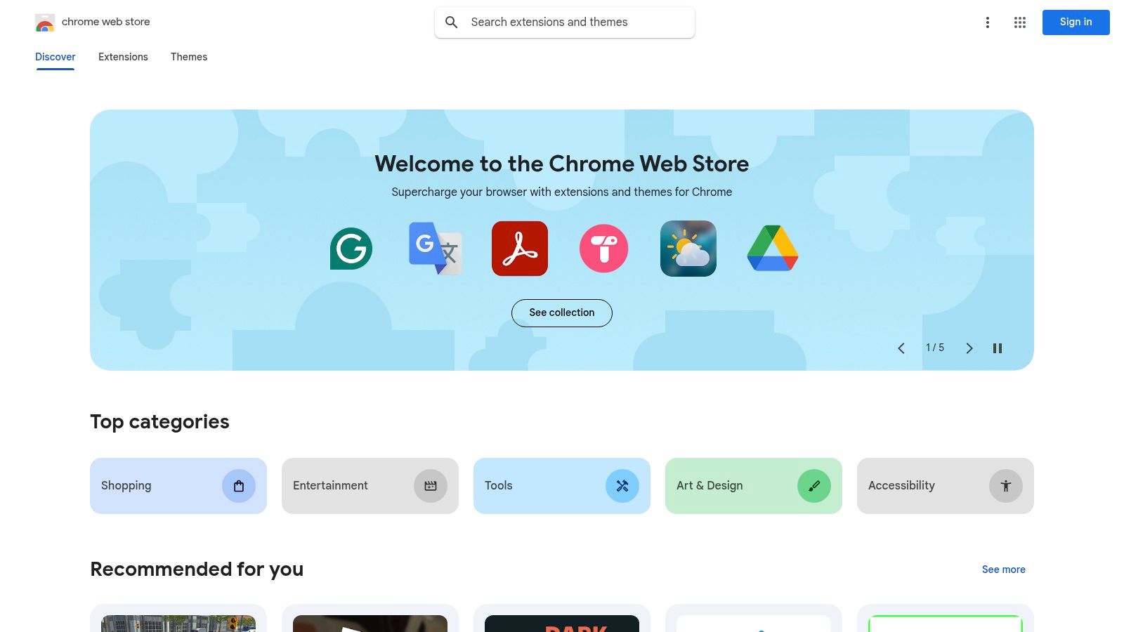 Chrome Web Store (Productivity & Developer extensions)