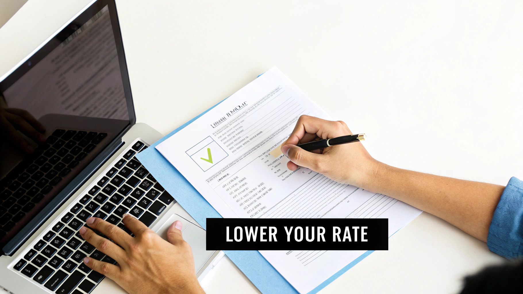 A person planning their financial strategy with charts and notes, symbolizing steps to a lower mortgage rate.