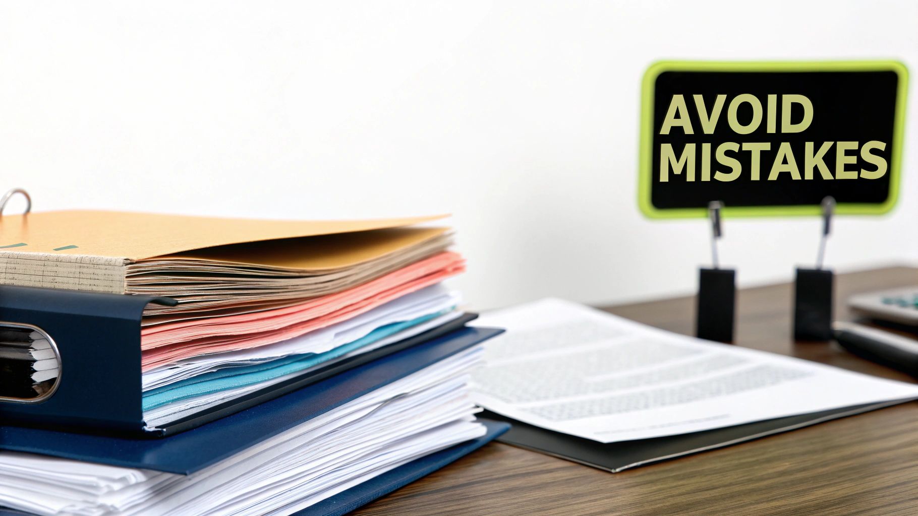 A person looking worriedly at a document with a red 'X' mark, symbolizing the avoidance of common financial mistakes.