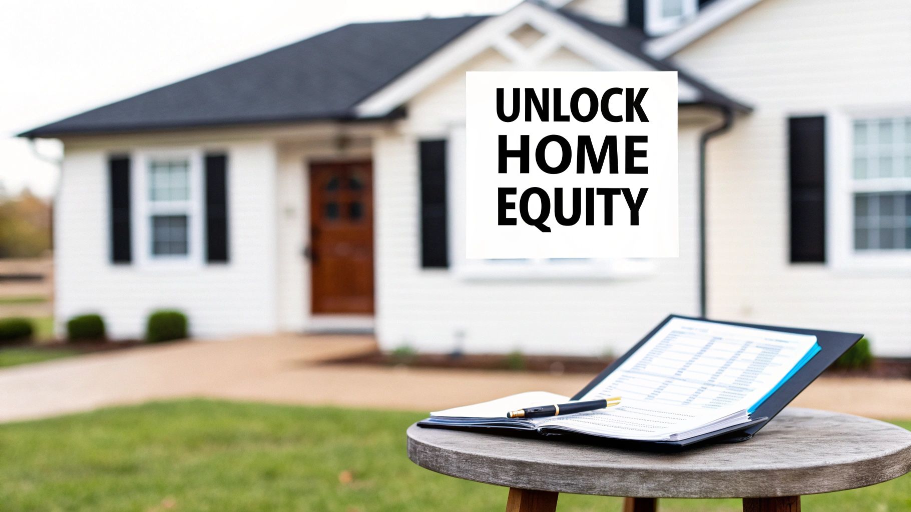 A couple reviewing financial documents, deciding between different home equity options.