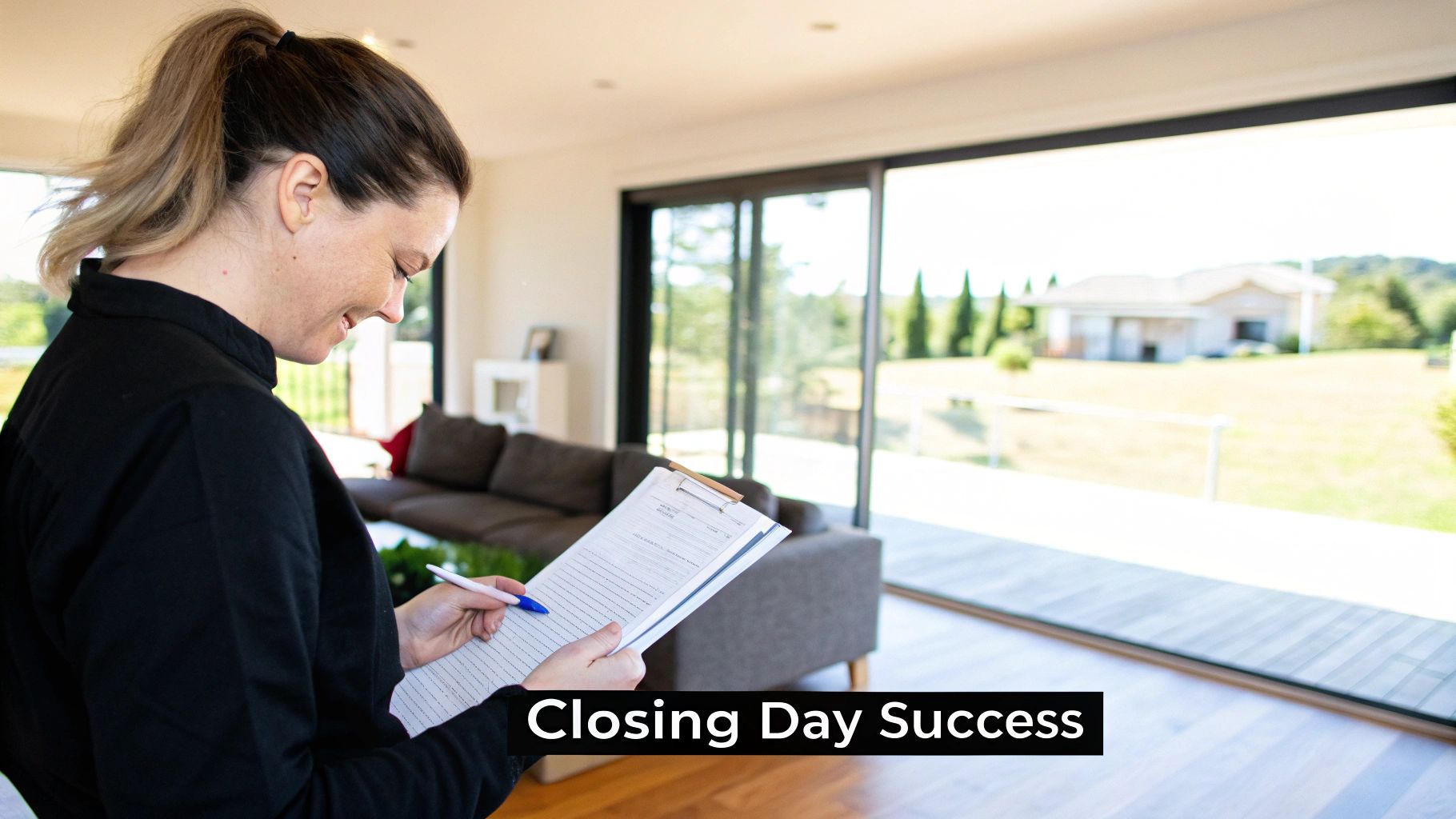A happy couple receiving the keys to their new home from a real estate agent.