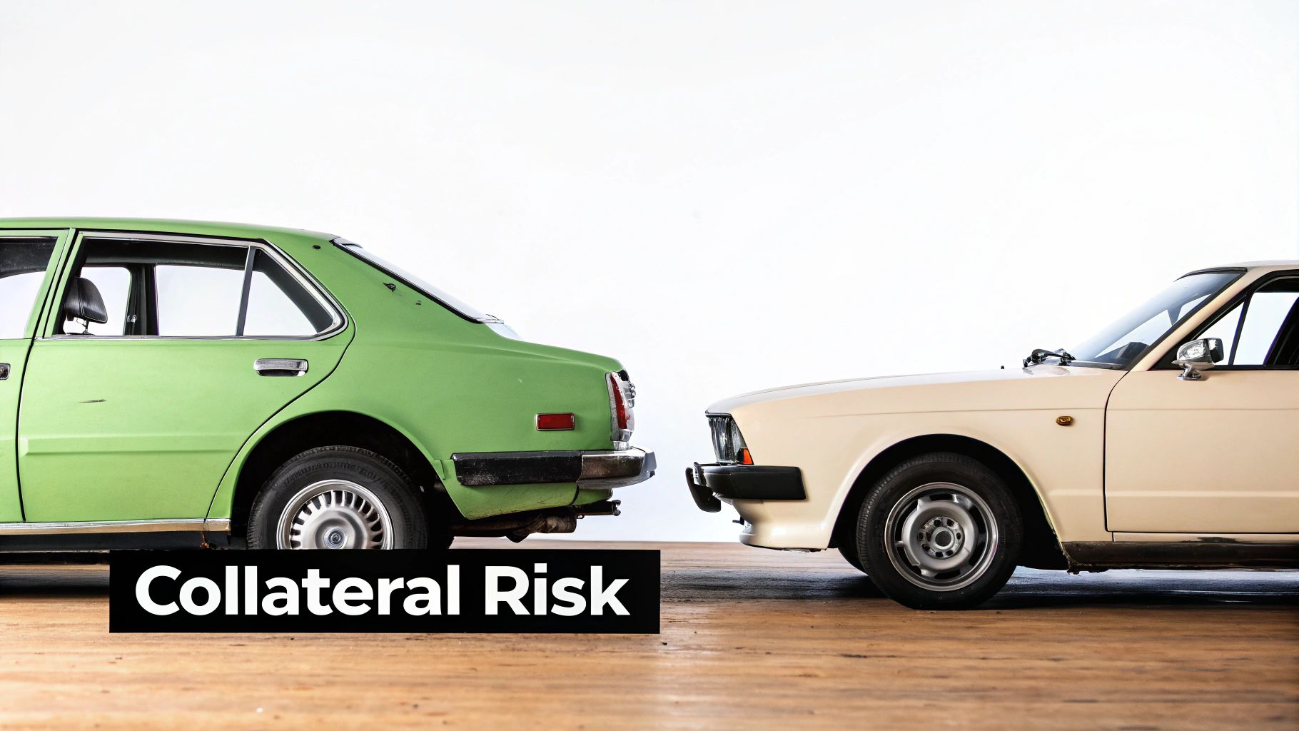 A classic car parked next to a modern one, representing vehicle age