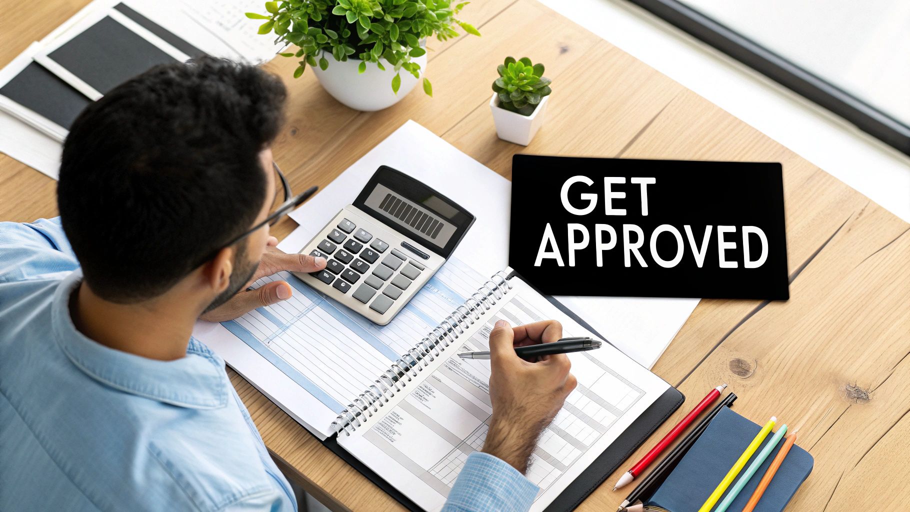 A person signing financing documents for business equipment.