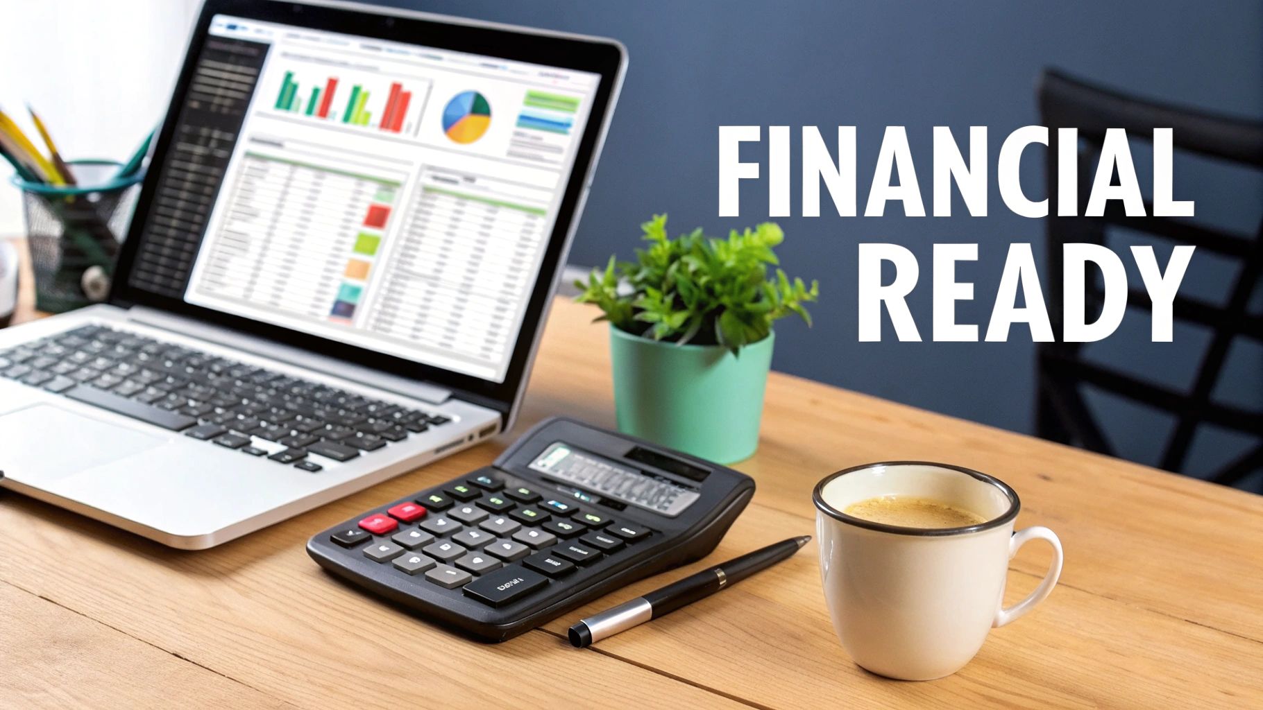 A person creating a financial plan for buying a home with a calculator and budget sheets.