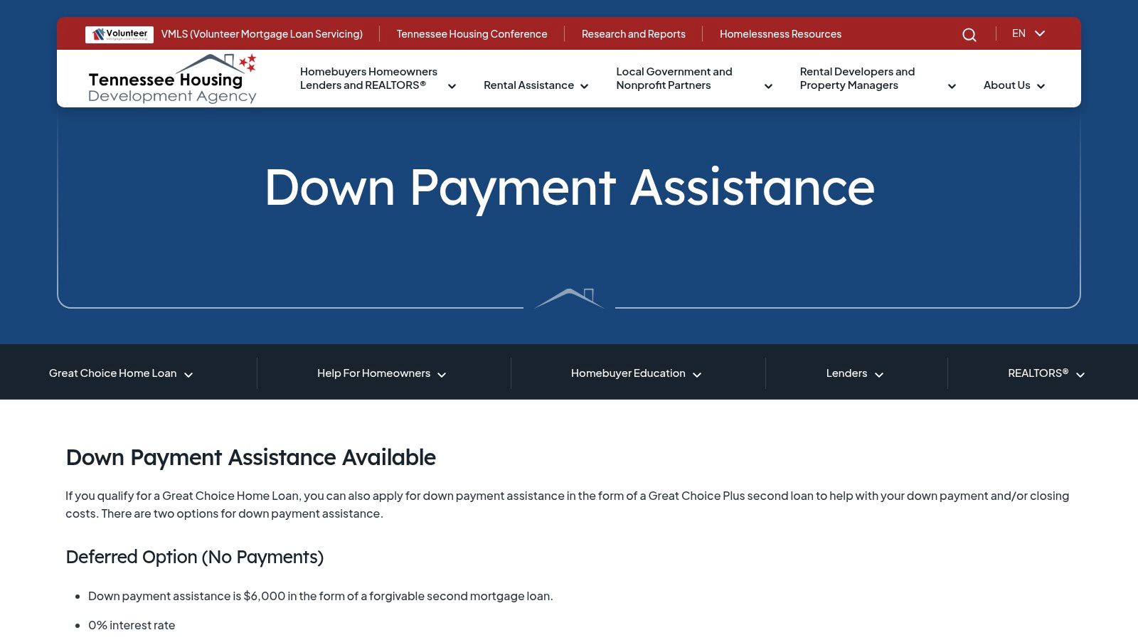Tennessee Housing Development Agency (THDA) – Great Choice Home Loan + Great Choice Plus