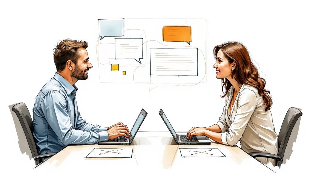 Team collaborating in a modern office, symbolizing workplace efficiency
