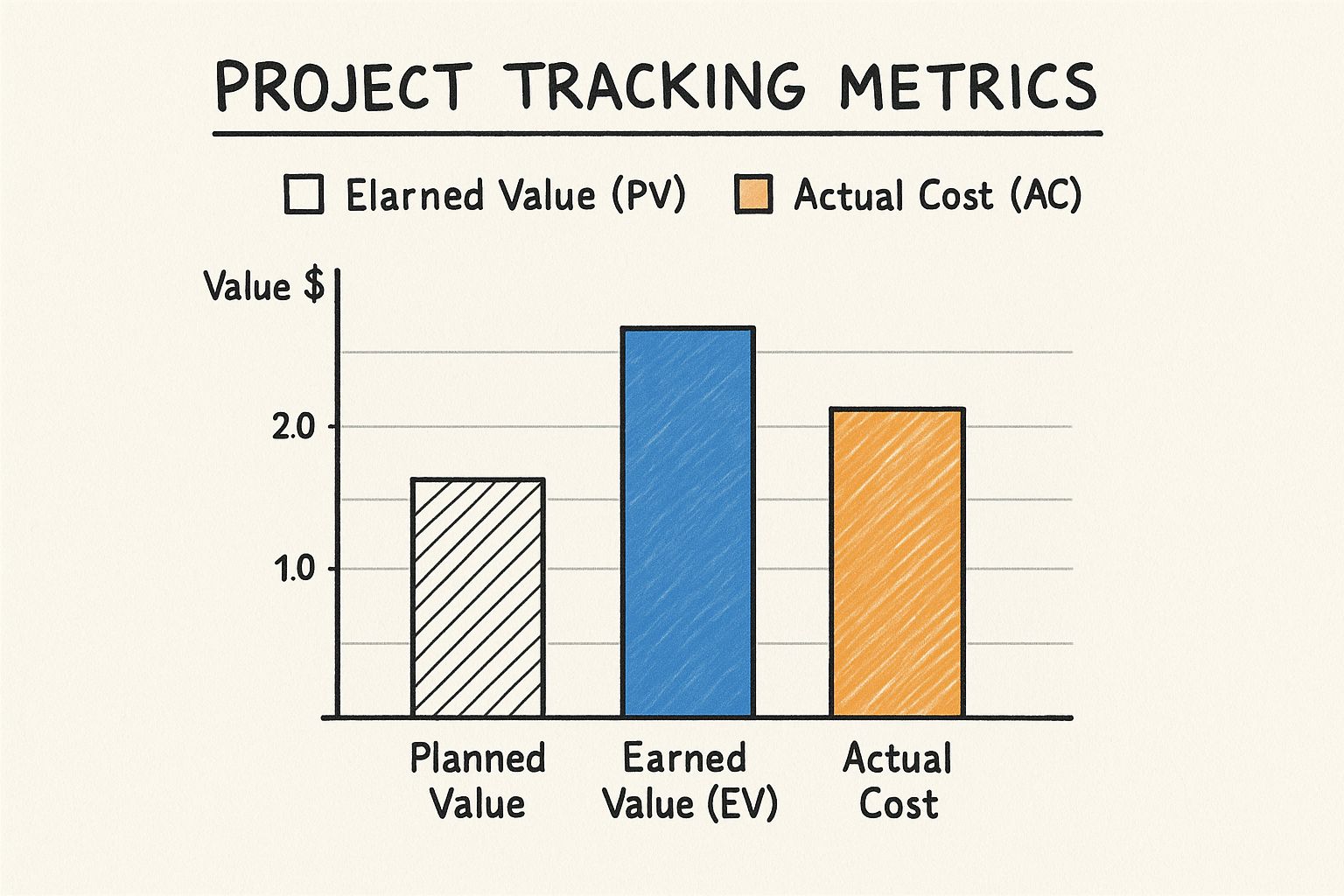 Infographic showing key data about Earned Value Management (EVM)