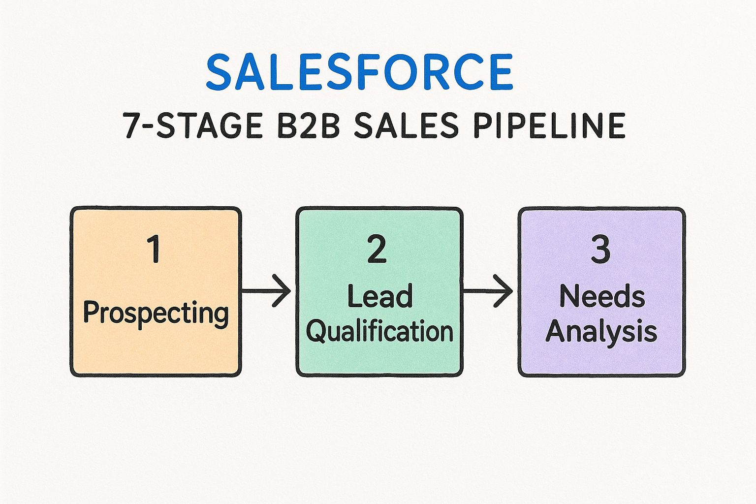 Infographic showing key data about Salesforce 7-Stage B2B Pipeline