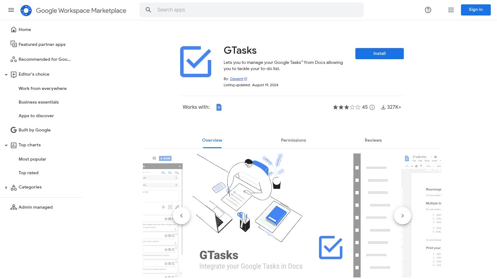 GTasks Add-on for Google Docs