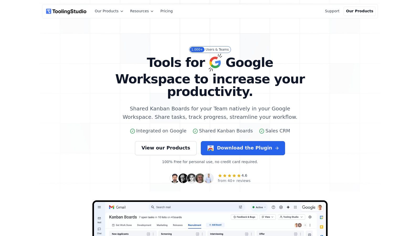 A user interface showing a Kanban board integrated within Gmail, with columns for "To Do", "In Progress", and "Done".