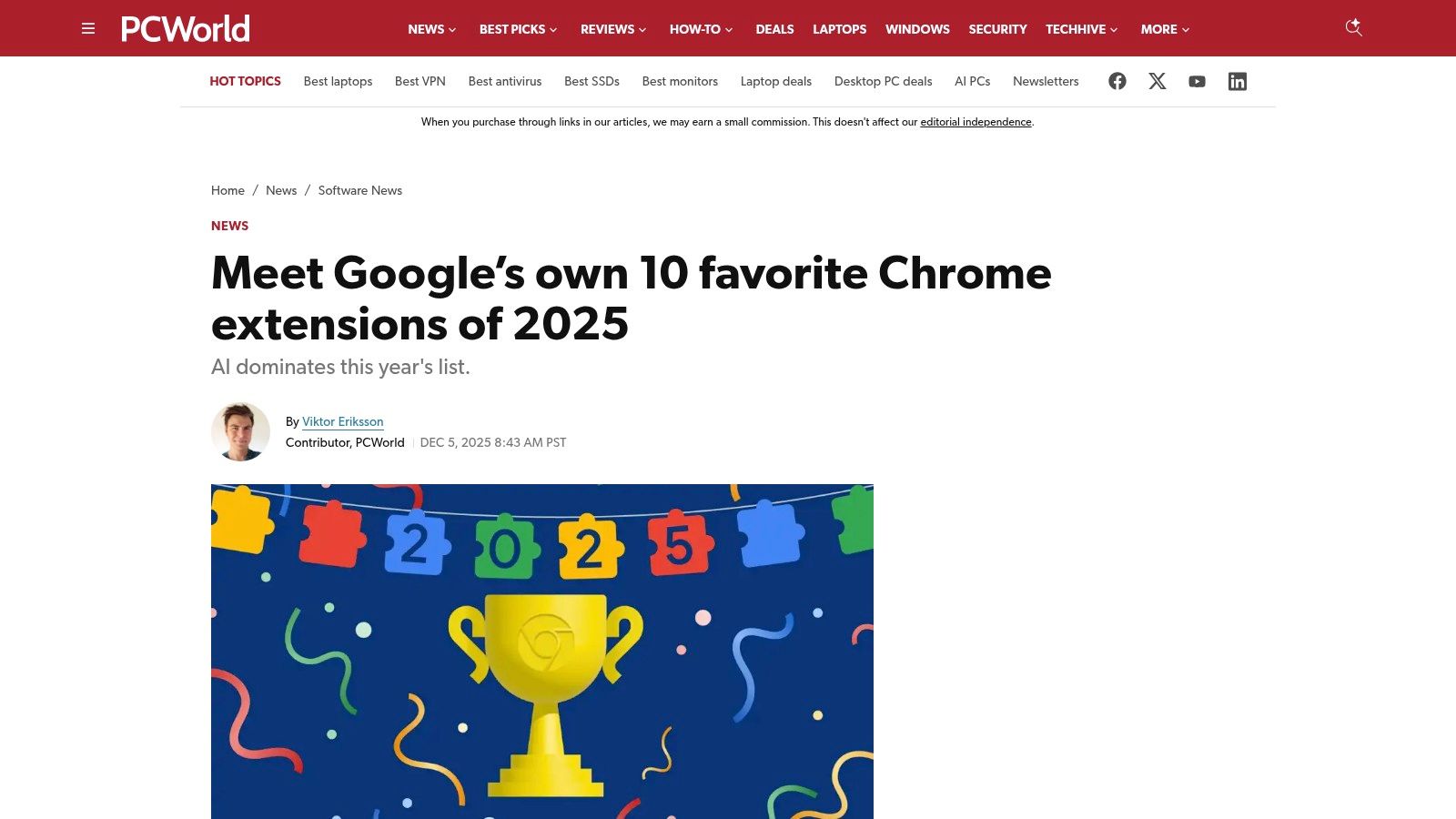 PCWorld (Google’s own 10 favorite Chrome extensions of 2025)