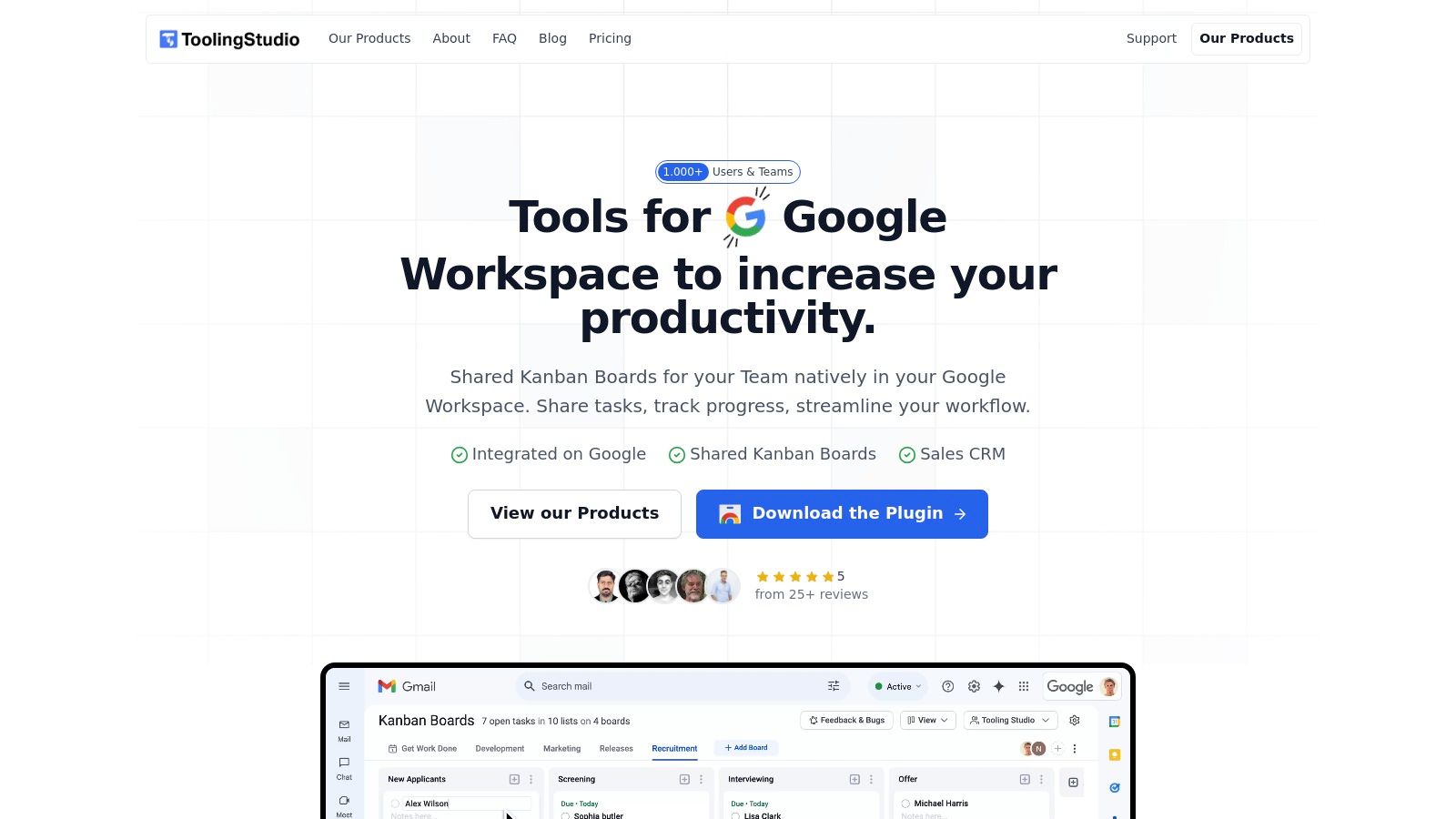 Tooling Studio Kanban board inside Gmail