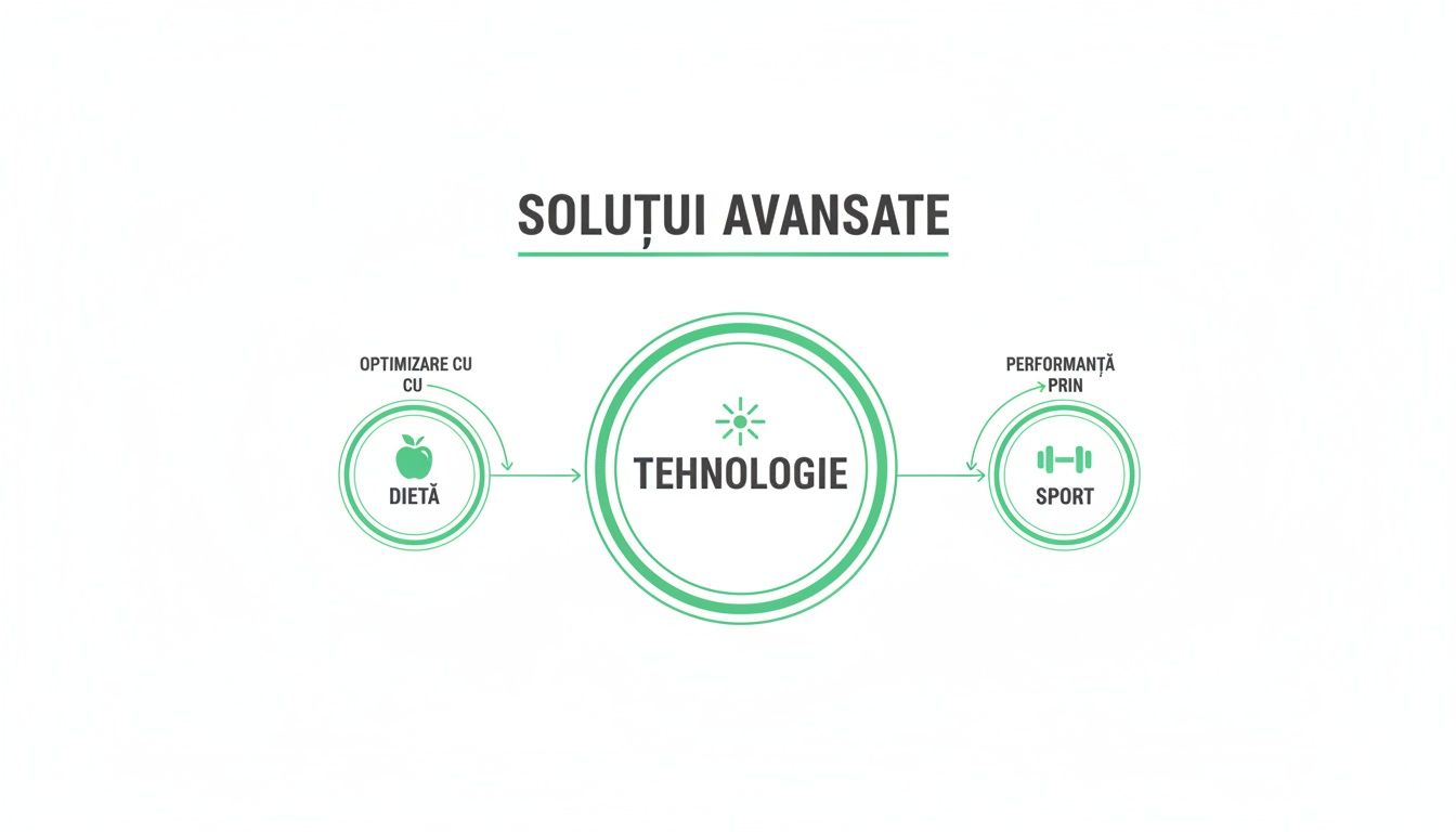 Cum scapi de grasimea de pe burta: ghidul complet 3 Infografic cu soluții avansate conectând optimizarea dietei prin tehnologie la performanța sportivă.