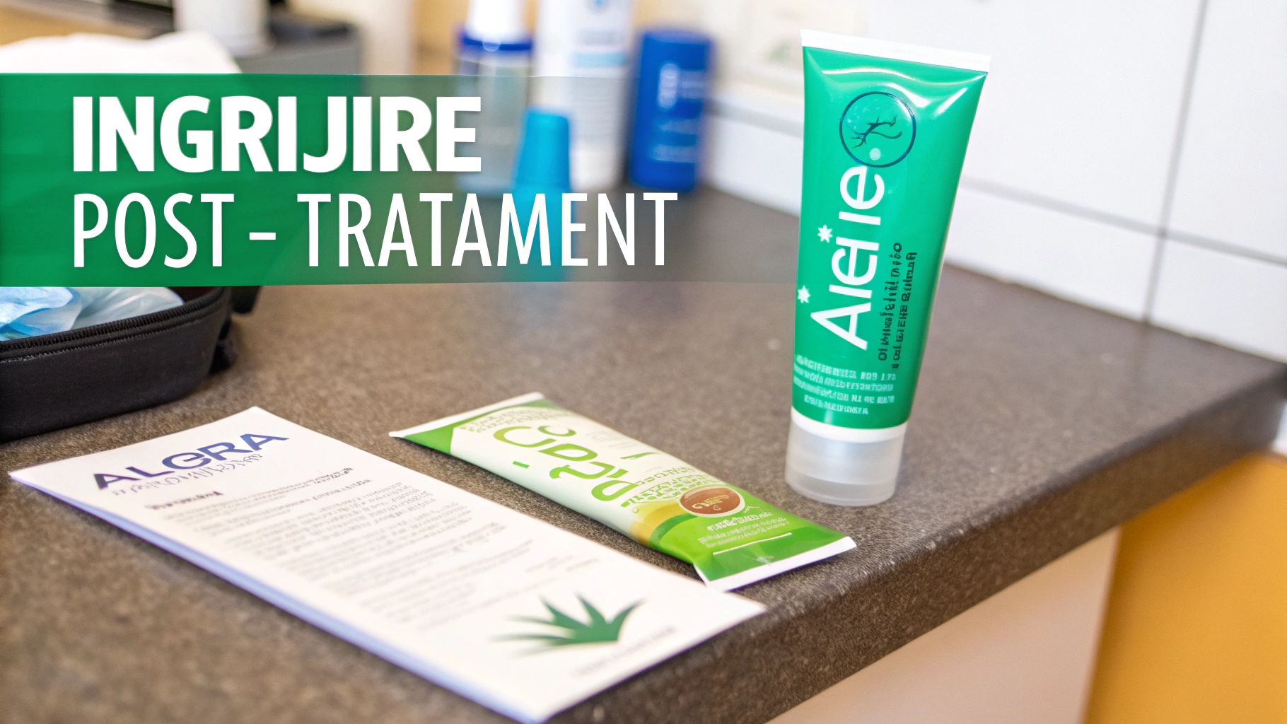 Epilare definitiva barbati bucuresti – epilare definitiva barbati bucuresti 2 Produse și broșuri pentru îngrijire post-tratament, inclusiv creme, pe o suprafață de lucru.