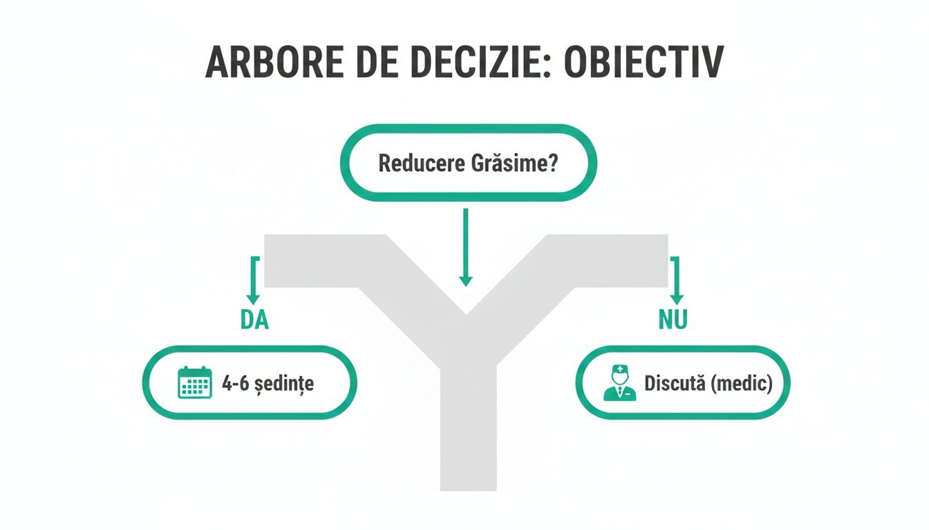 Lipoliza injectabila abdomen pret: lipoliza injectabila abdomen pret ghid scurt 3 Arbore de decizie simplificat privind reducerea grăsimii, cu opțiuni pentru ședințe sau discuție cu medicul.