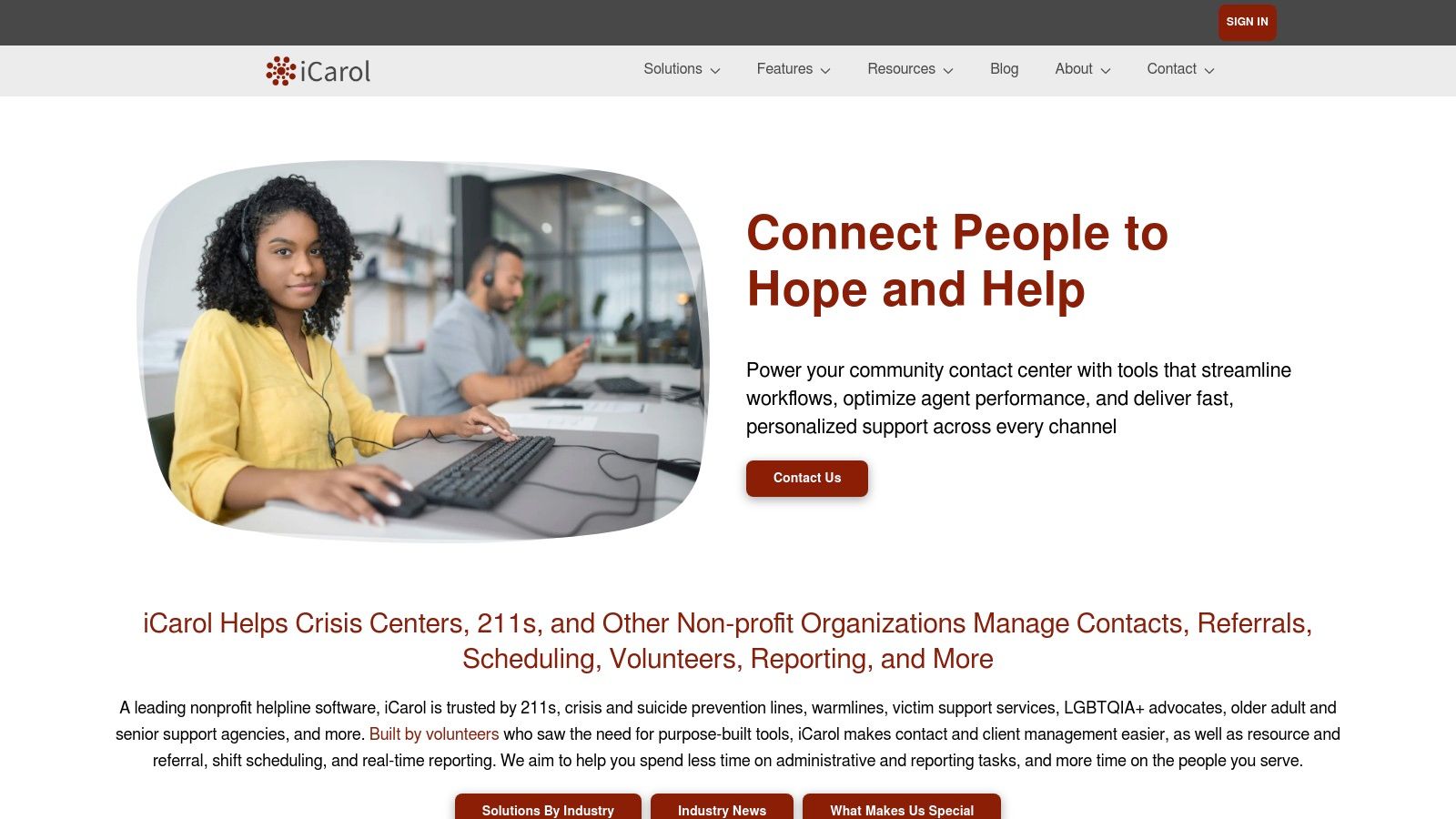 iCarol – Contact Center/Helpline Platform for Intake & Assessments