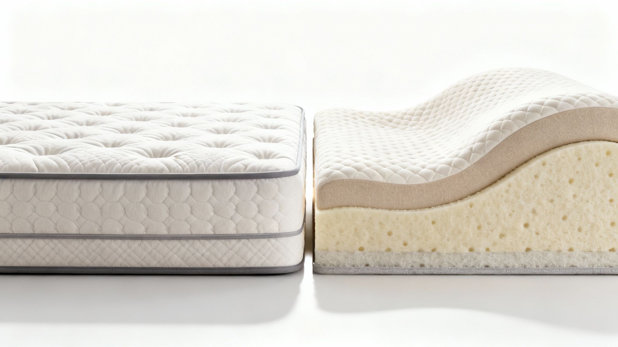 Couple examining the texture and craftsmanship of a luxury mattress in a showroom.