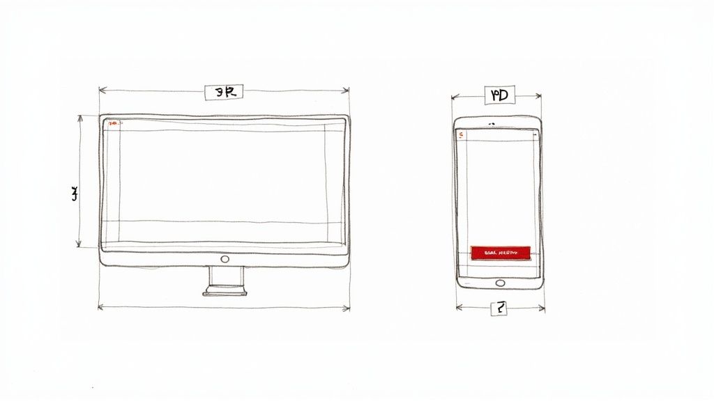 A person holding a smartphone, with a website's responsive design shown adapting across phone, tablet, and desktop screens.