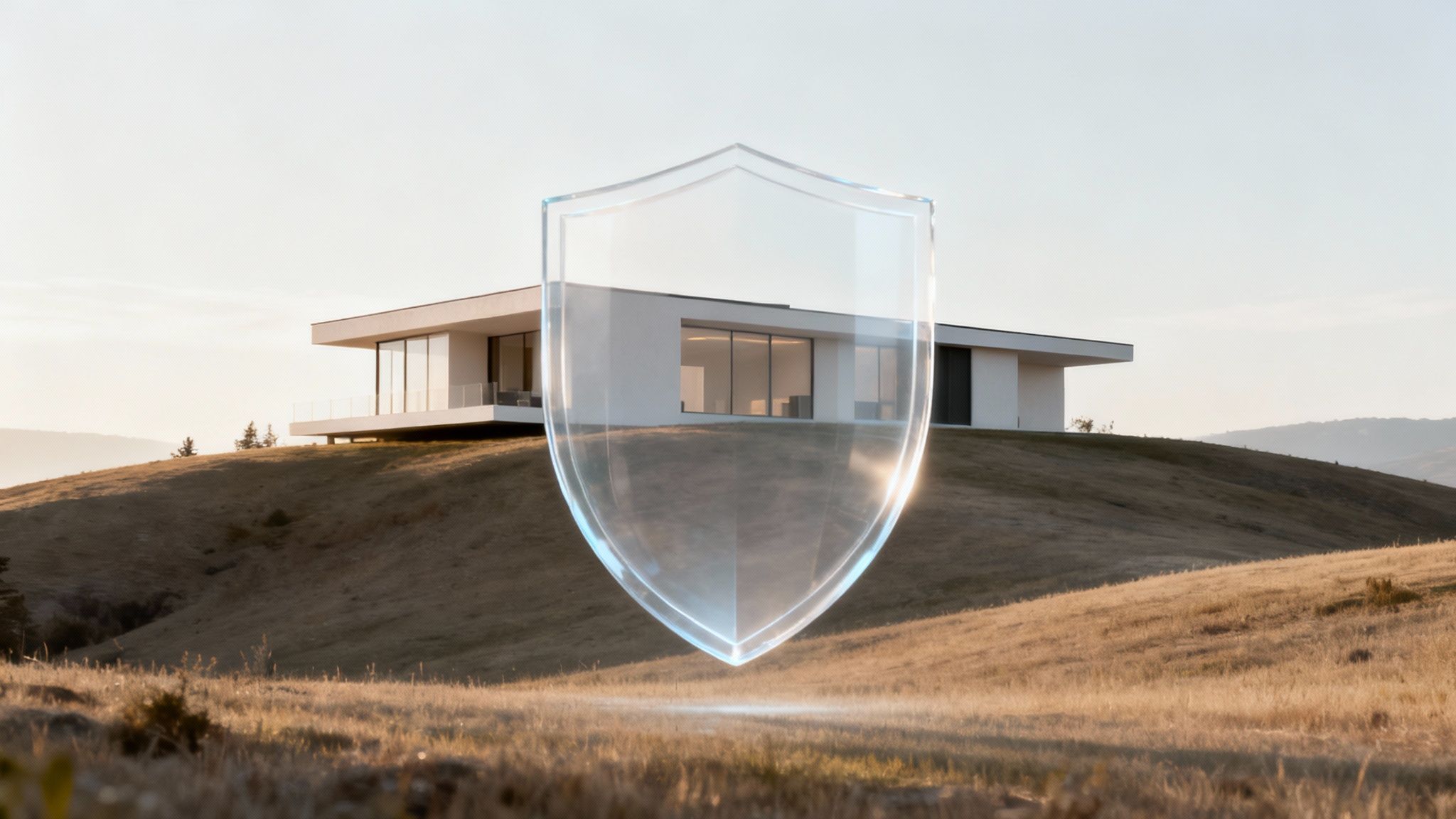 A magnifying glass hovering over a document with a house key, symbolizing the inspection of a property title.