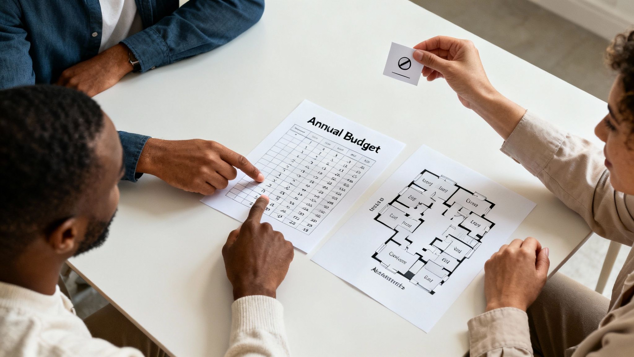A person reviewing financial documents with a calculator, representing the budgeting process for strata fees.