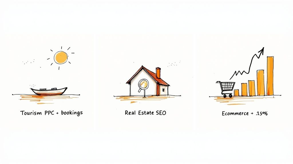 Happy tourists enjoying Penticton sites