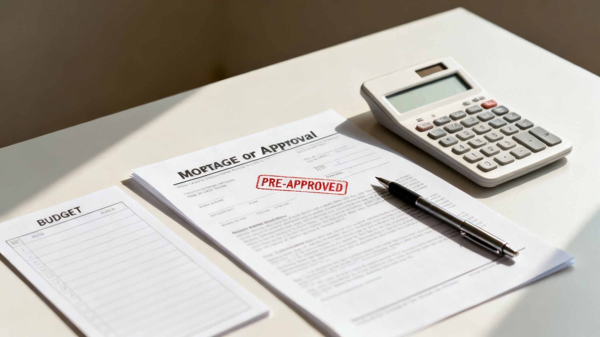 A person signing a document on a wooden table, symbolizing the financial commitment of a home offer.