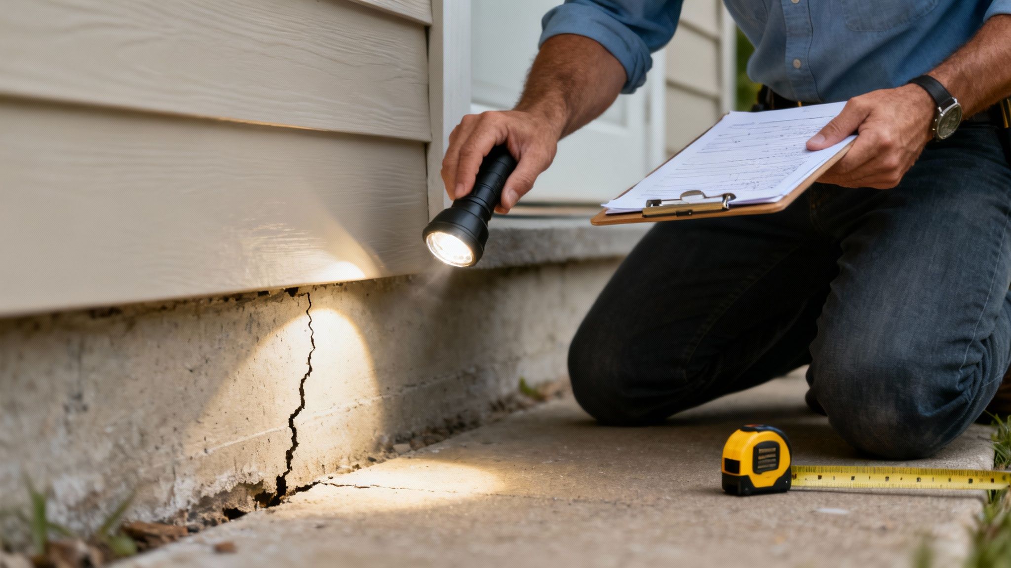 A home inspector examining the electrical panel of a house, highlighting the importance of a professional inspection.