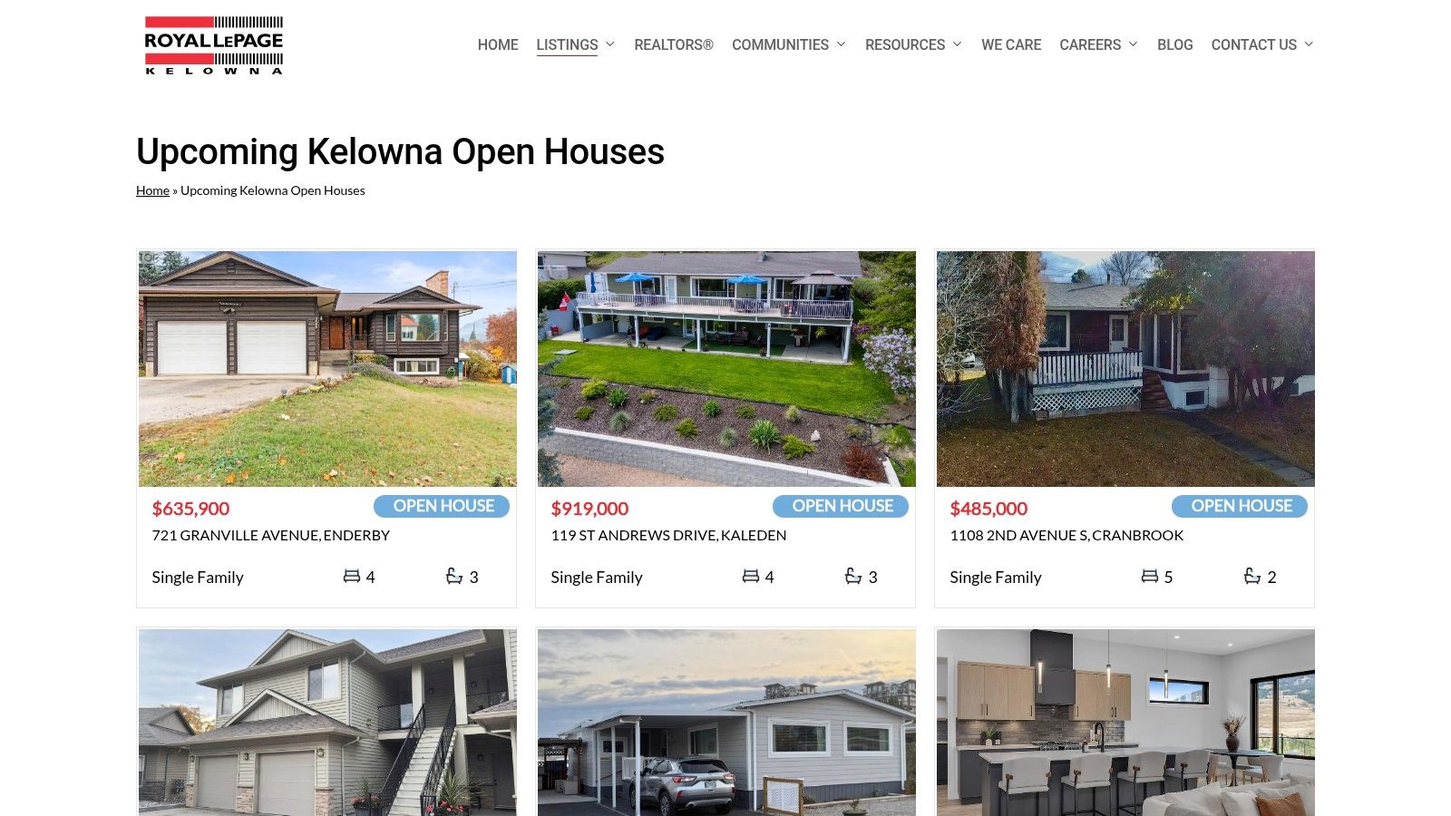 Royal LePage Kelowna – Upcoming Open Houses