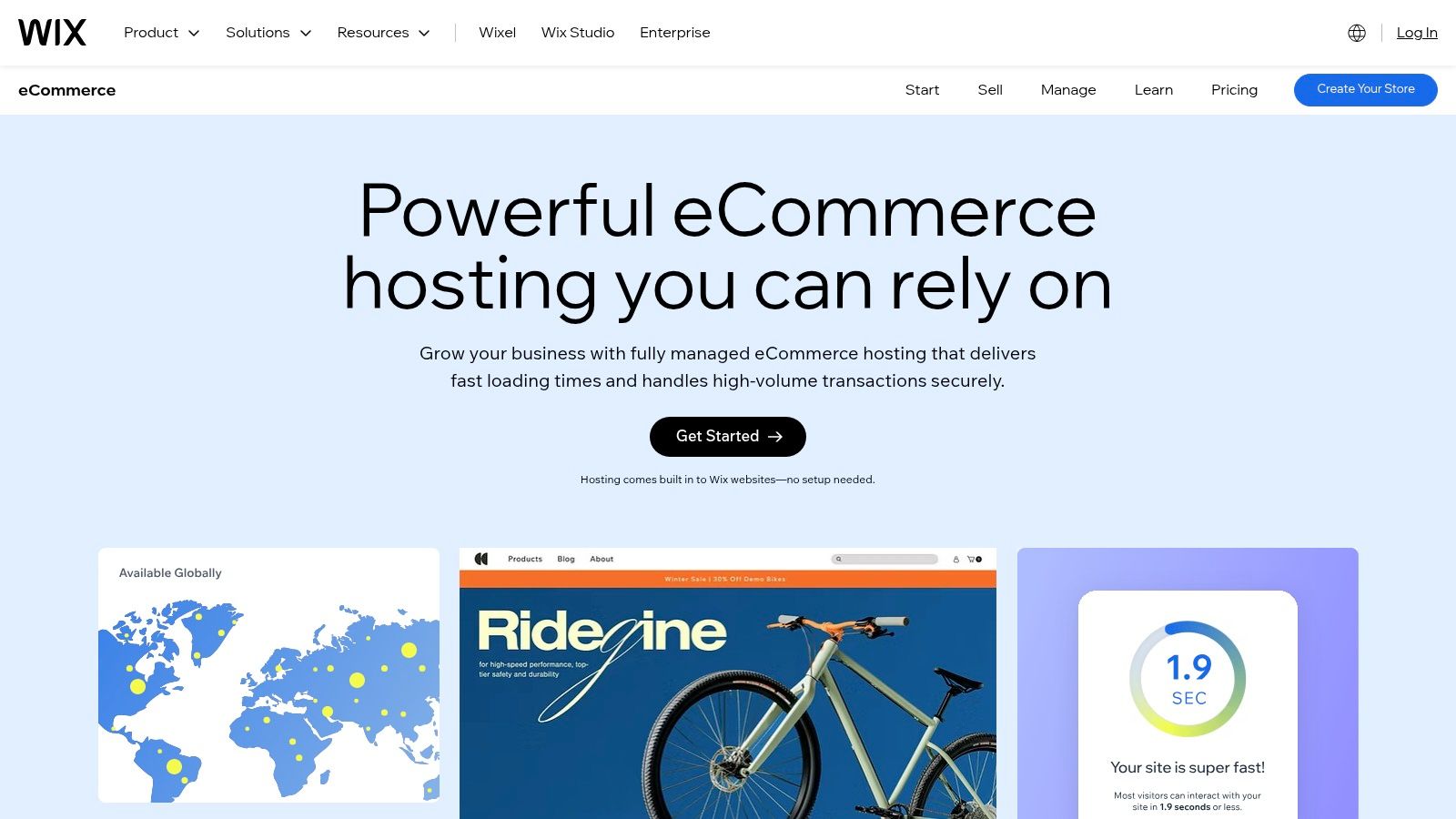 A user interacting with the Wix eCommerce drag-and-drop website editor.