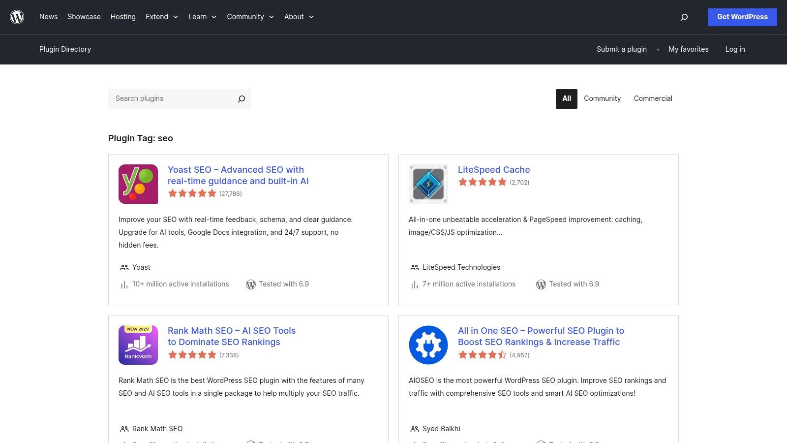 WordPress.org Plugin Directory (SEO category)