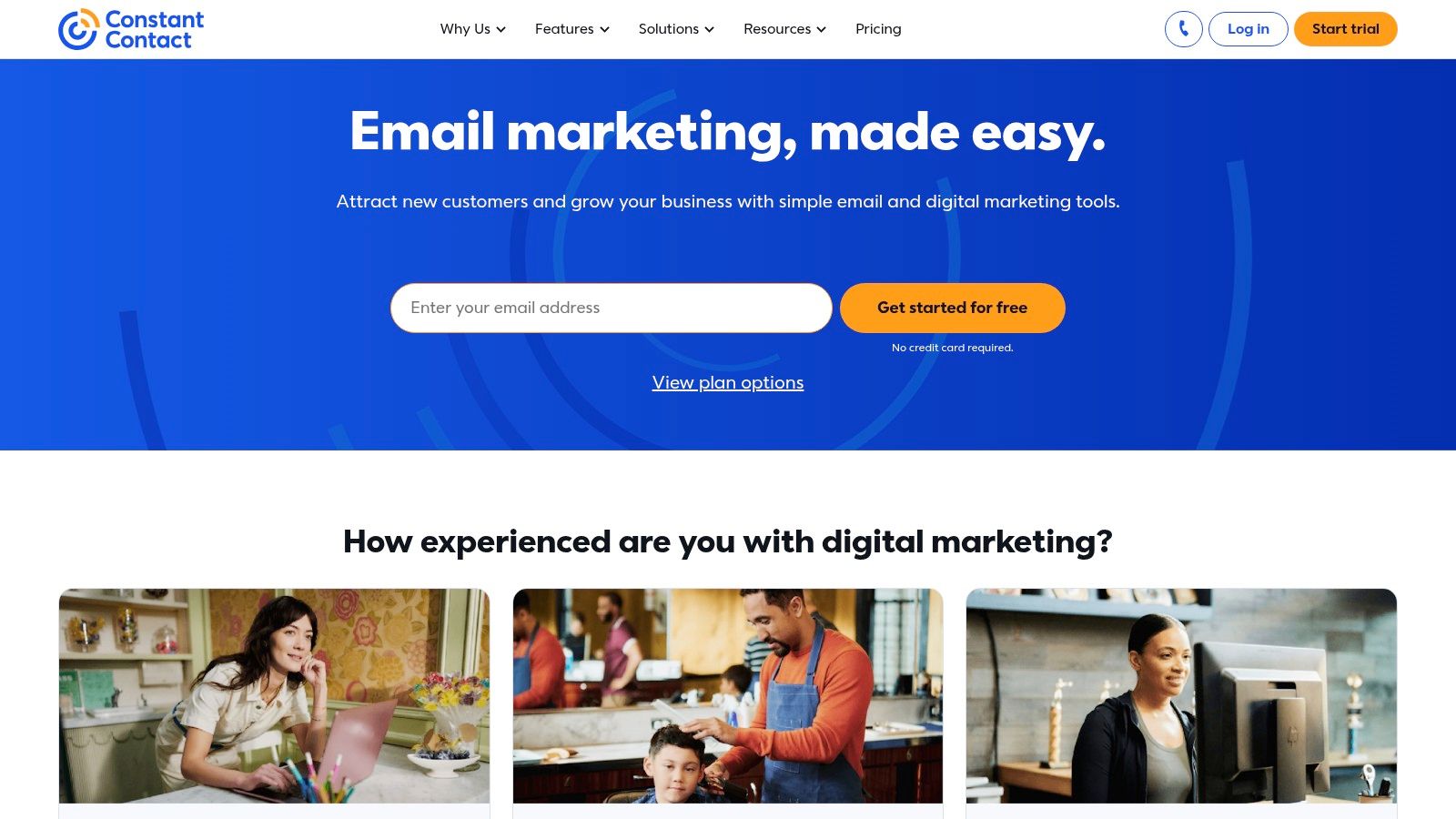 A user creating an email campaign in Constant Contact's drag-and-drop editor.
