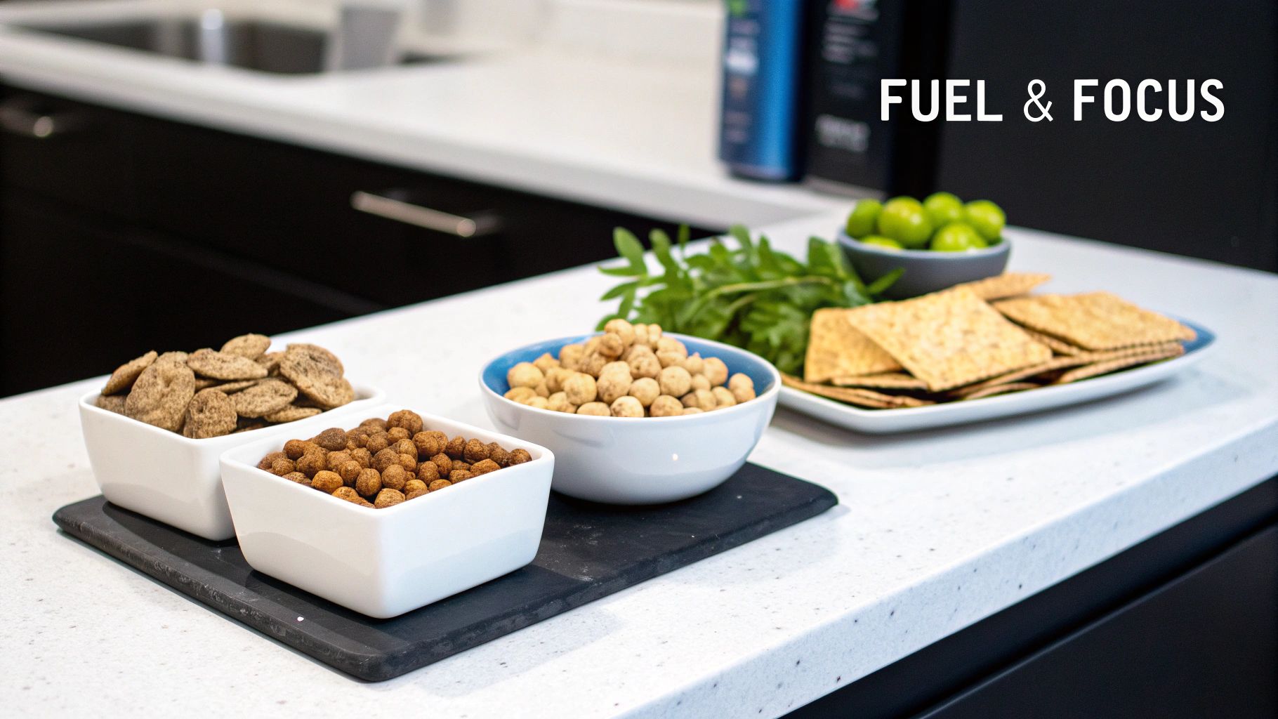 A person holding a handful of crunchy, savory, high-protein snacks