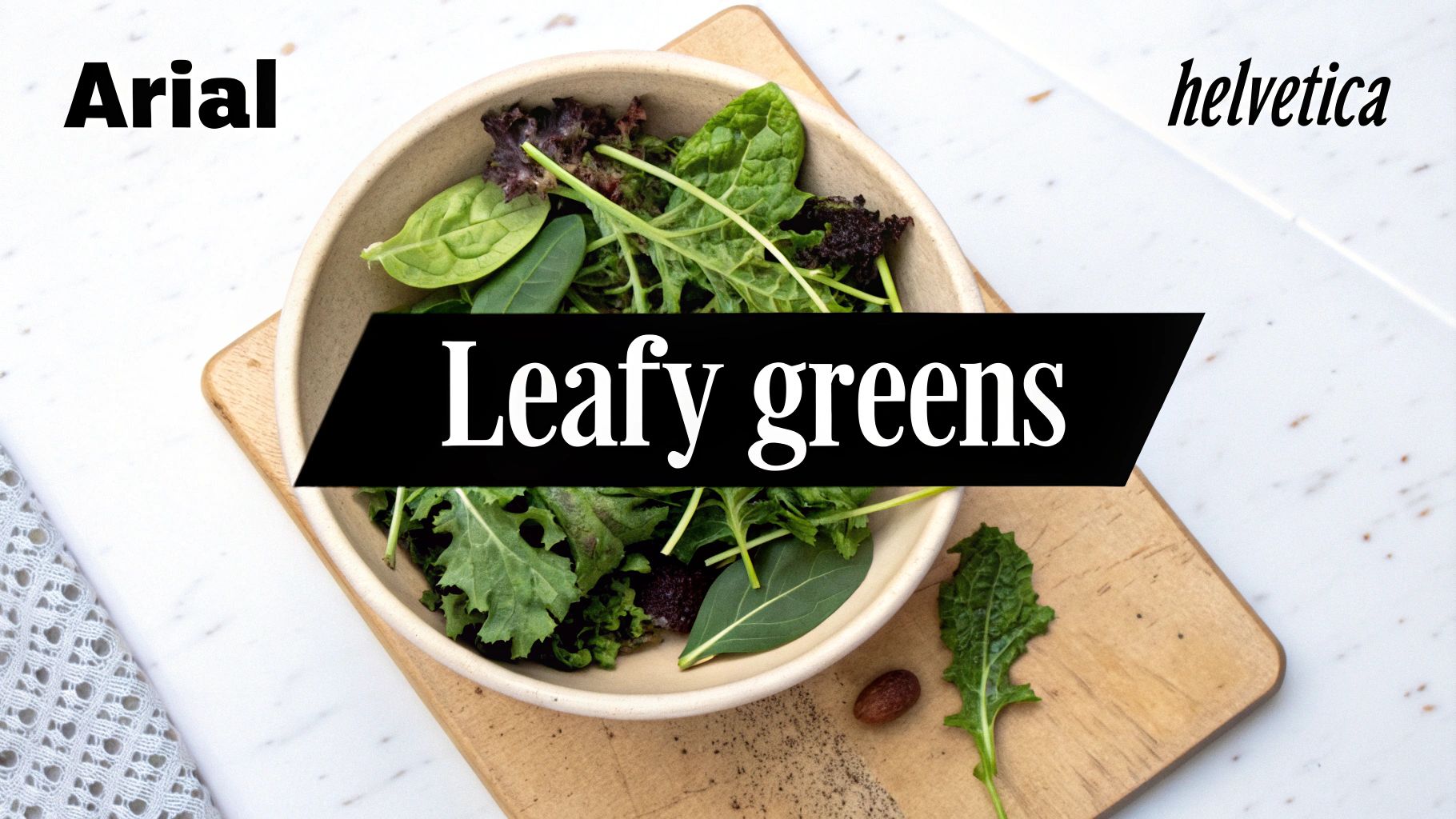 A fresh bowl of vibrant green leafy vegetables on a wooden cutting board, ready to eat.