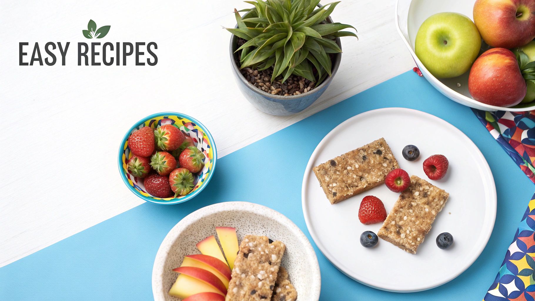 Colorful plant-based snacks and recipes