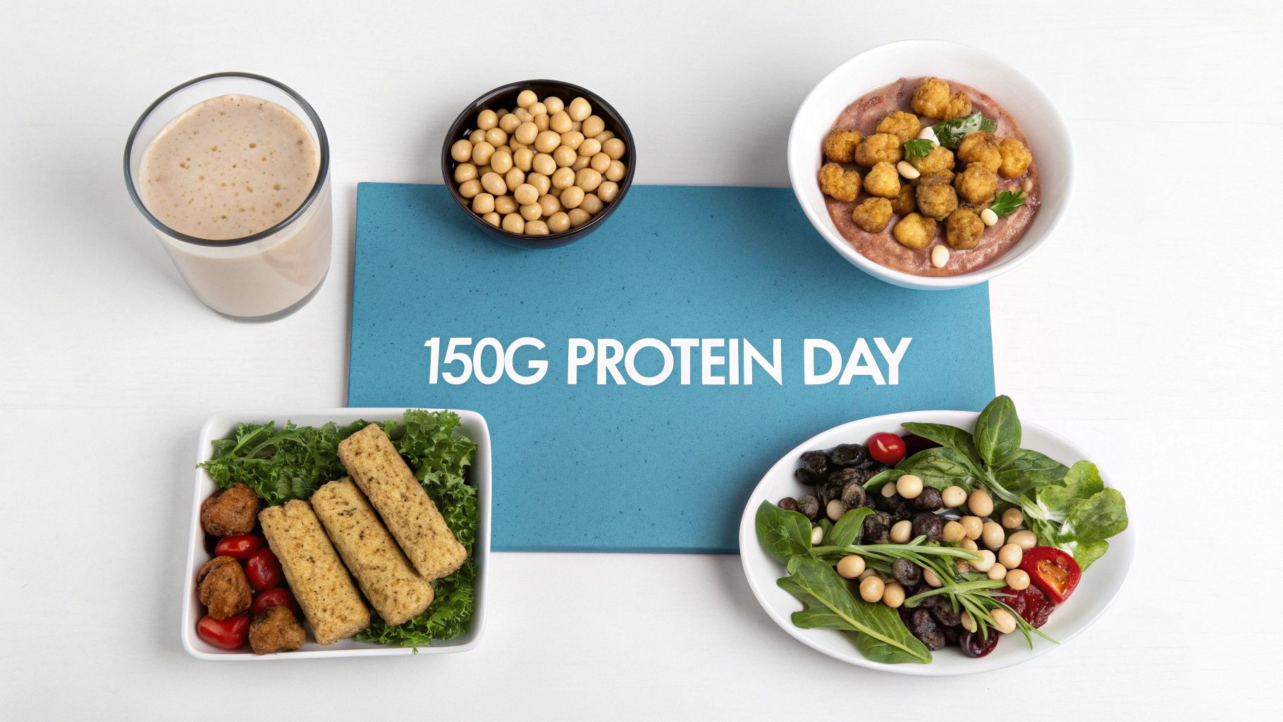 A delicious-looking plant-based meal, high in protein and ready to eat.