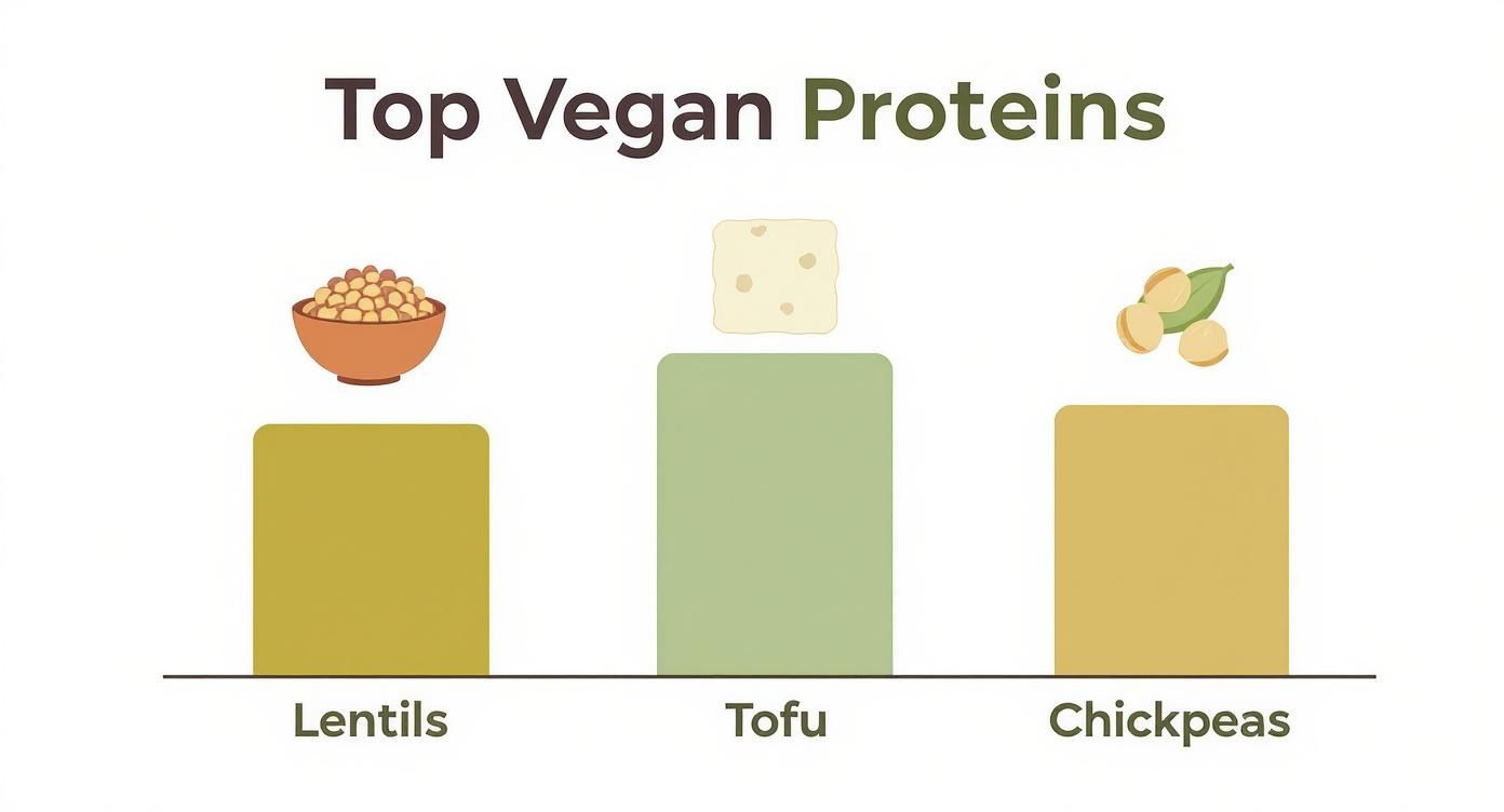 Infographic about best protein sources for vegans