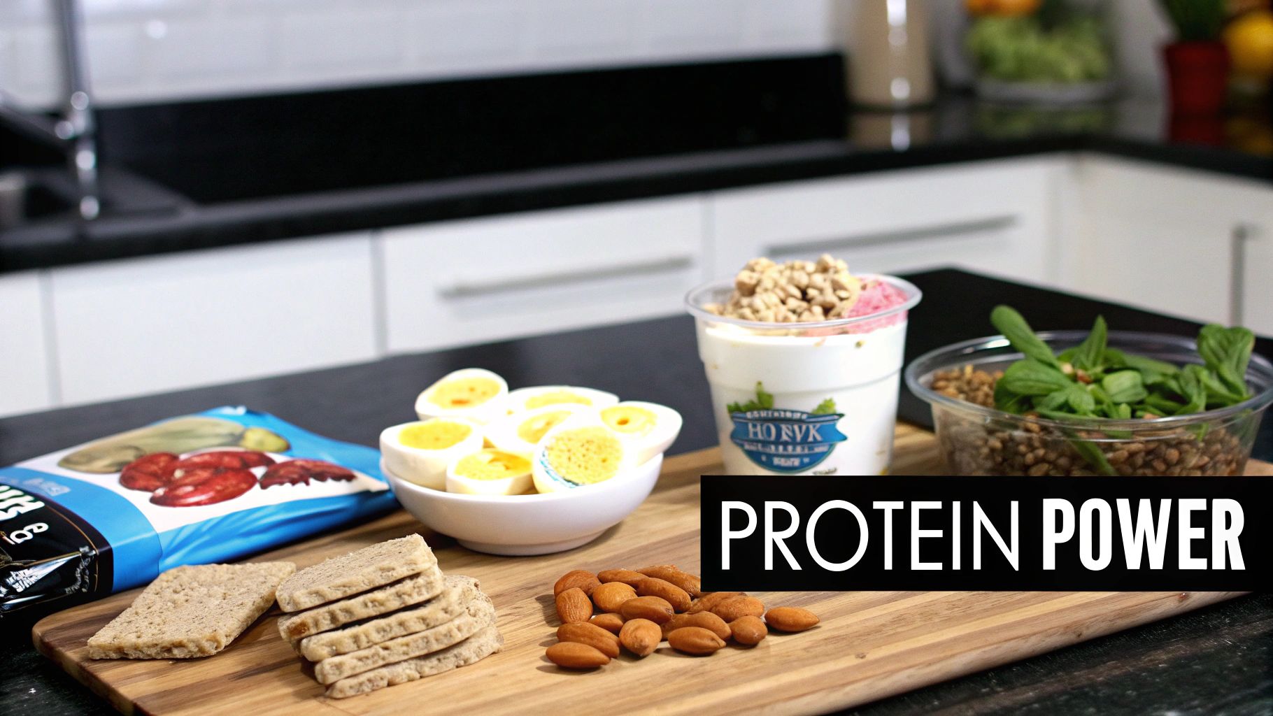 Person holding a bowl of healthy snacks with yogurt, nuts, and berries