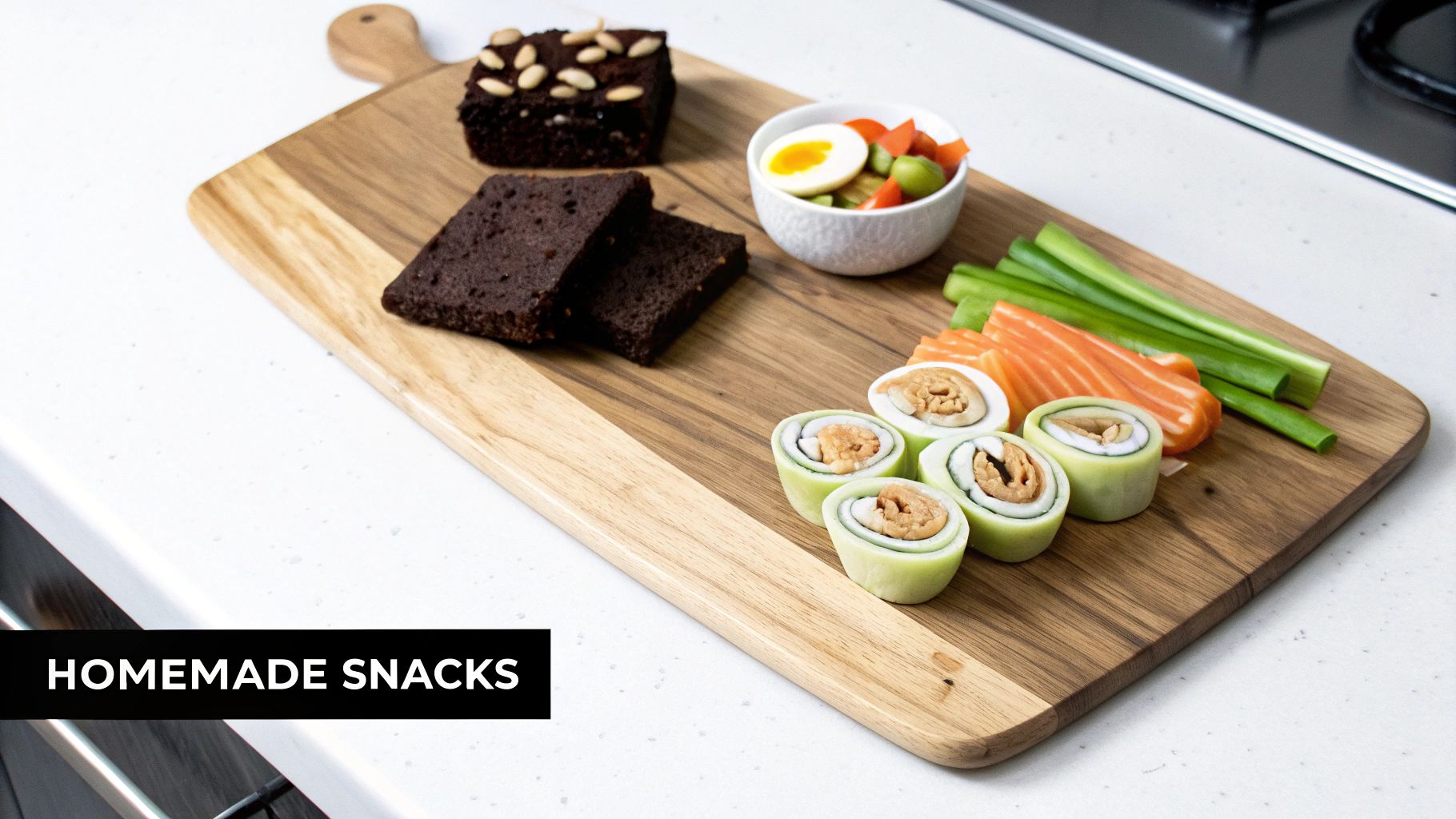 A person preparing homemade protein snacks in a kitchen