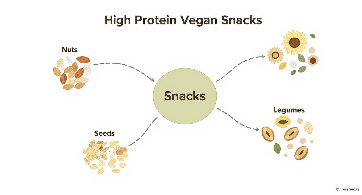 Infographic about high protein vegan snacks