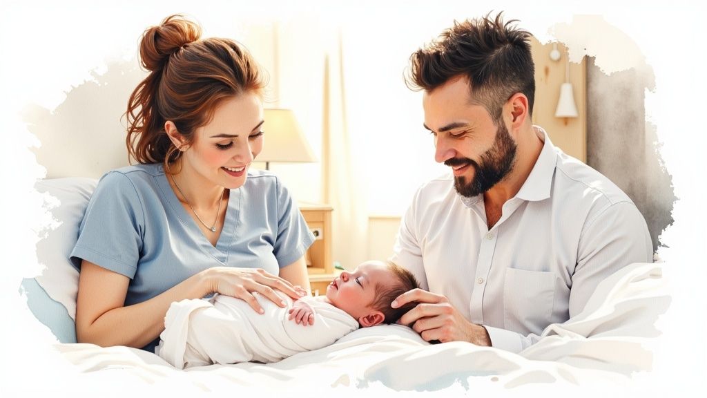 A professional woman smiles warmly during a conversation in a bright, modern home.