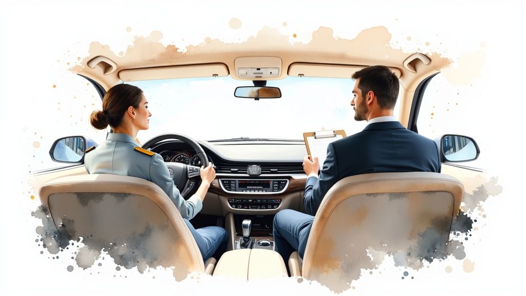 Chauffeur driving a luxury car