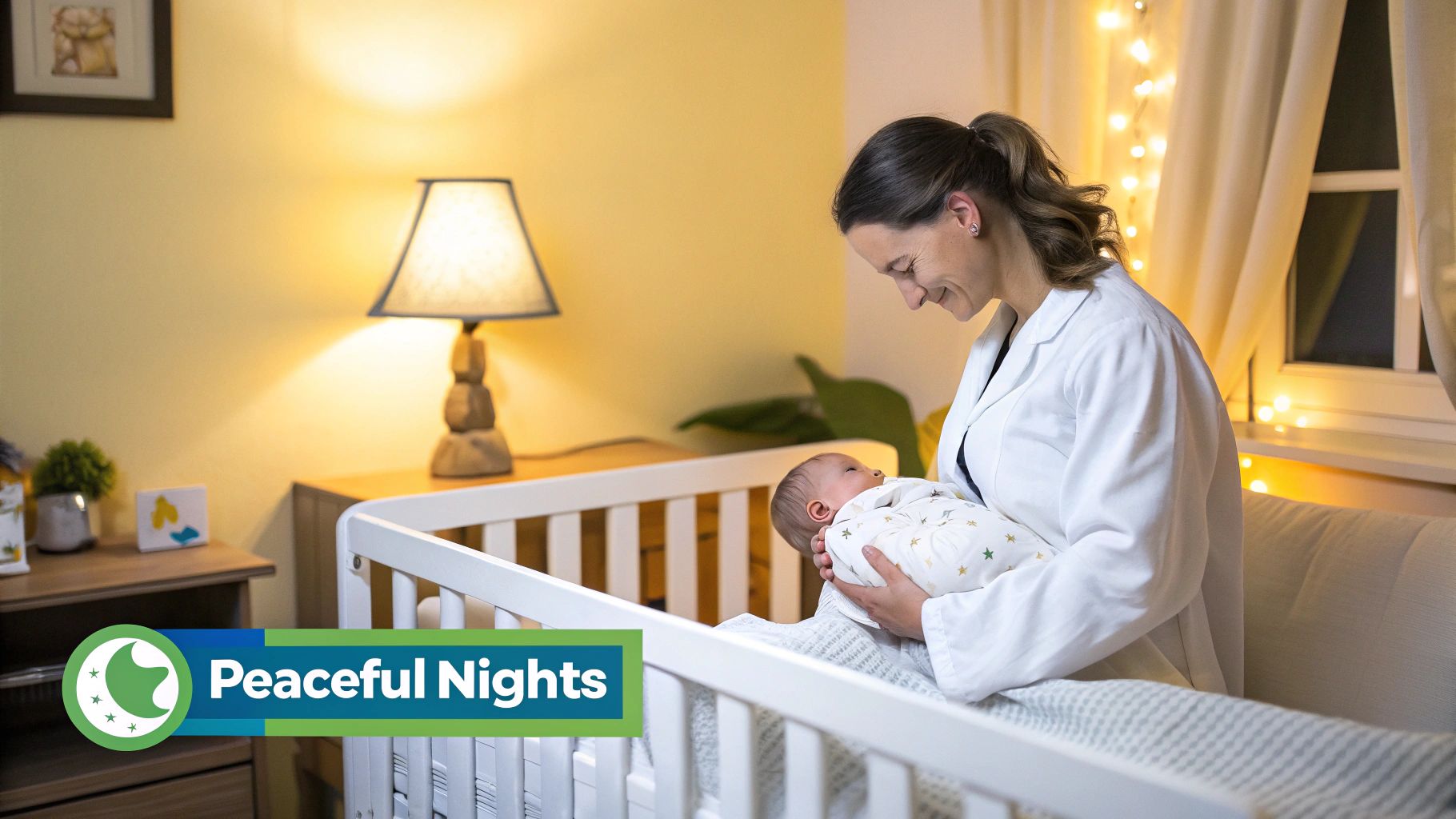 Mother holding her newborn baby's feet gently
