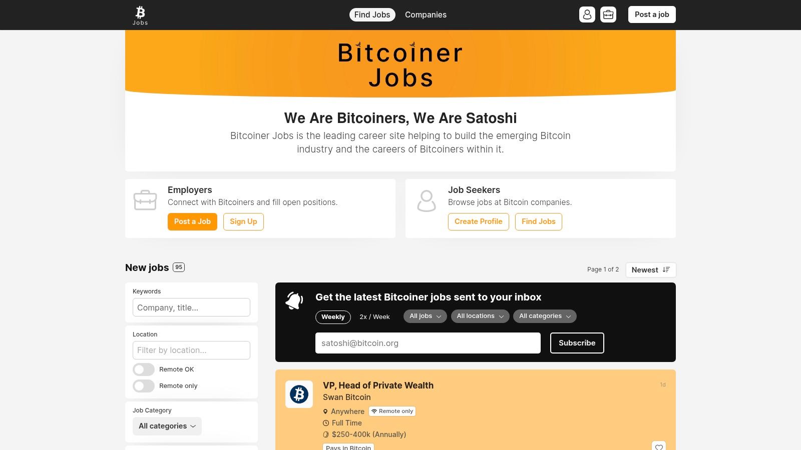 Bitcoiner Jobs