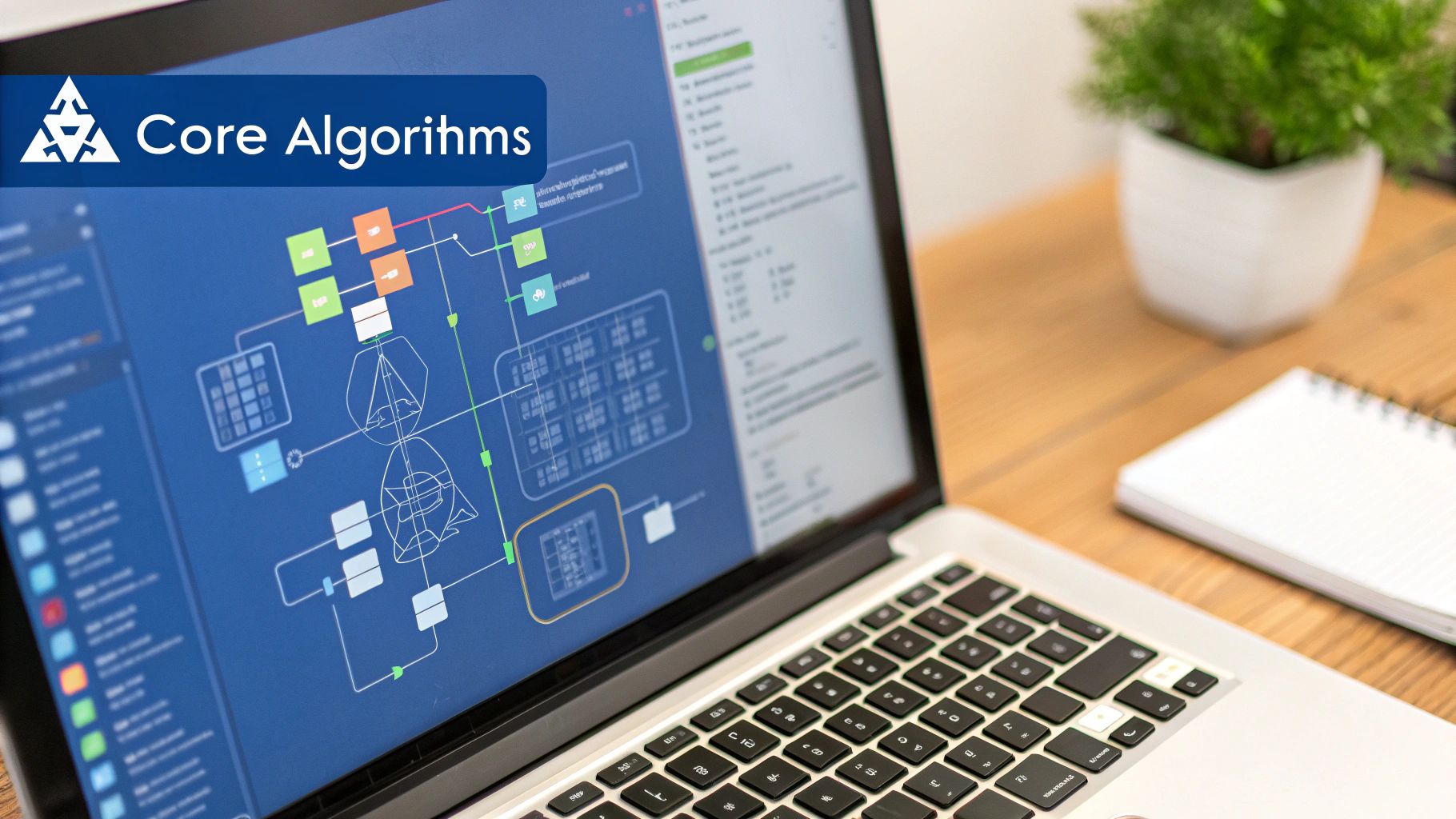 A digital illustration of interconnected nodes and data streams, representing machine learning algorithms.