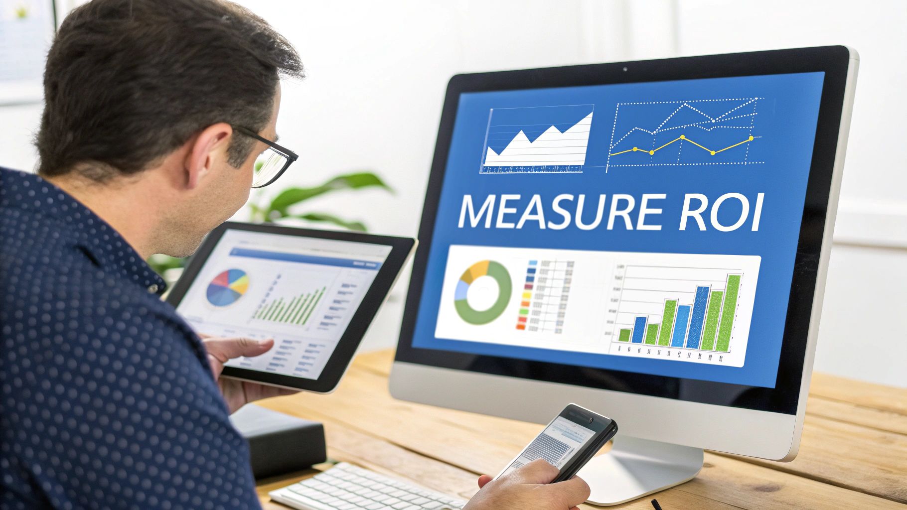 A graph showing a positive upward trend, symbolizing business growth and ROI from AI upskilling.