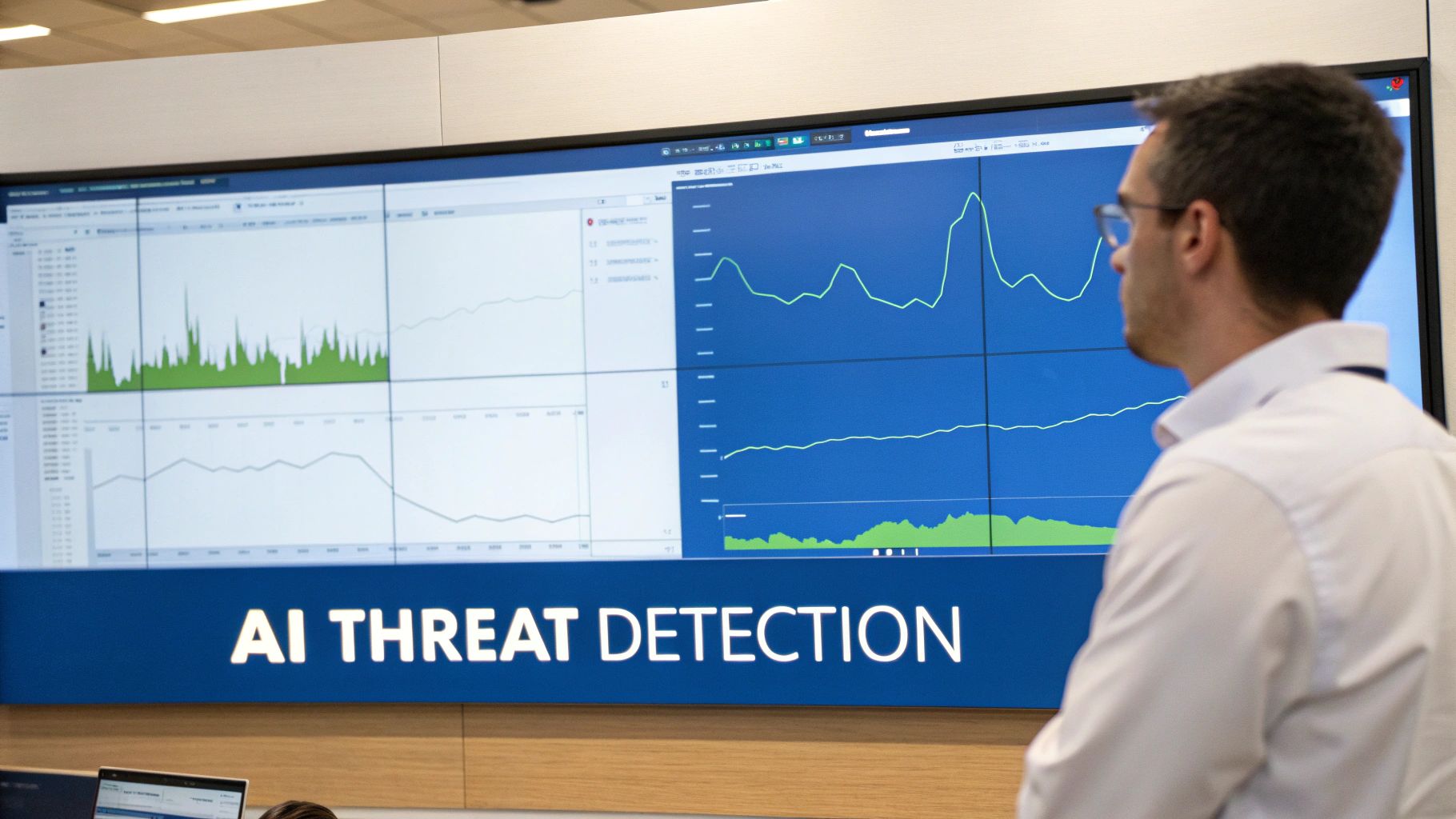 An abstract image of AI data streams and network connections