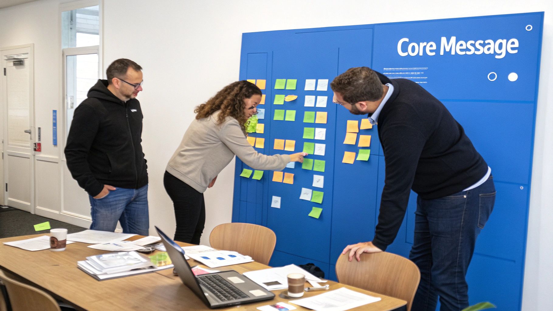 A keynote speaker engaging with the audience at a corporate event.